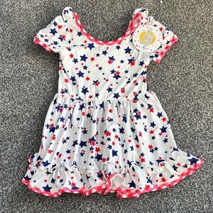 Star-Patterned Kids Dress - Red, Blue, and White
